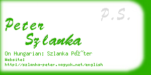 peter szlanka business card